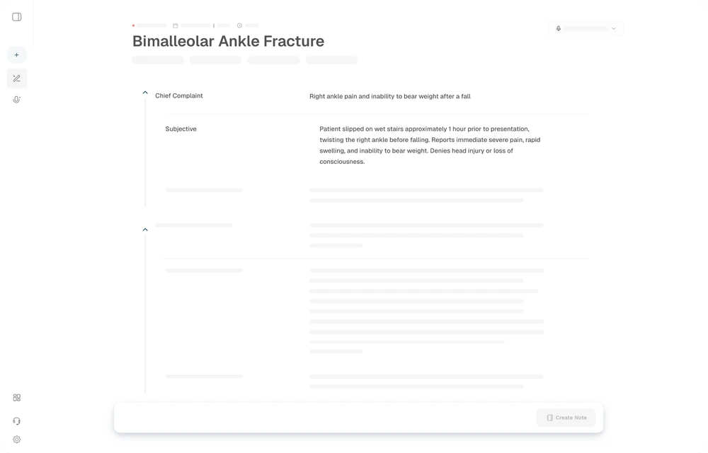 Structured orthopaedic clinical note generated by Clinvvo