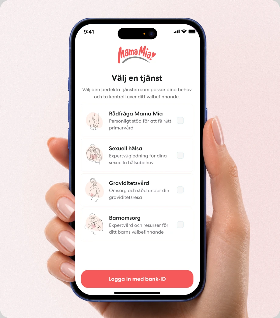 Patient choosing a service in the Mama Mia app