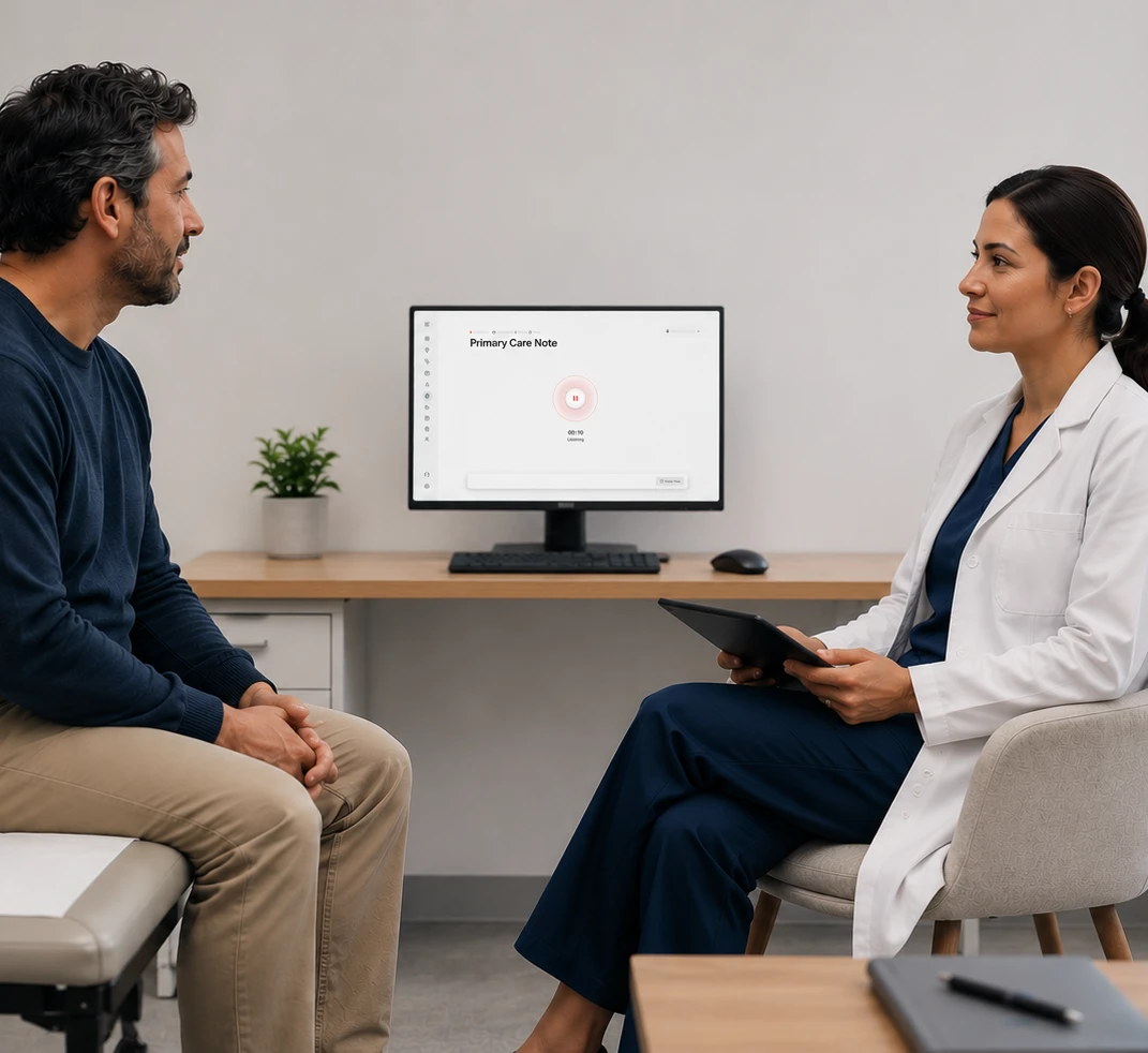 Clinician in consultation with a patient