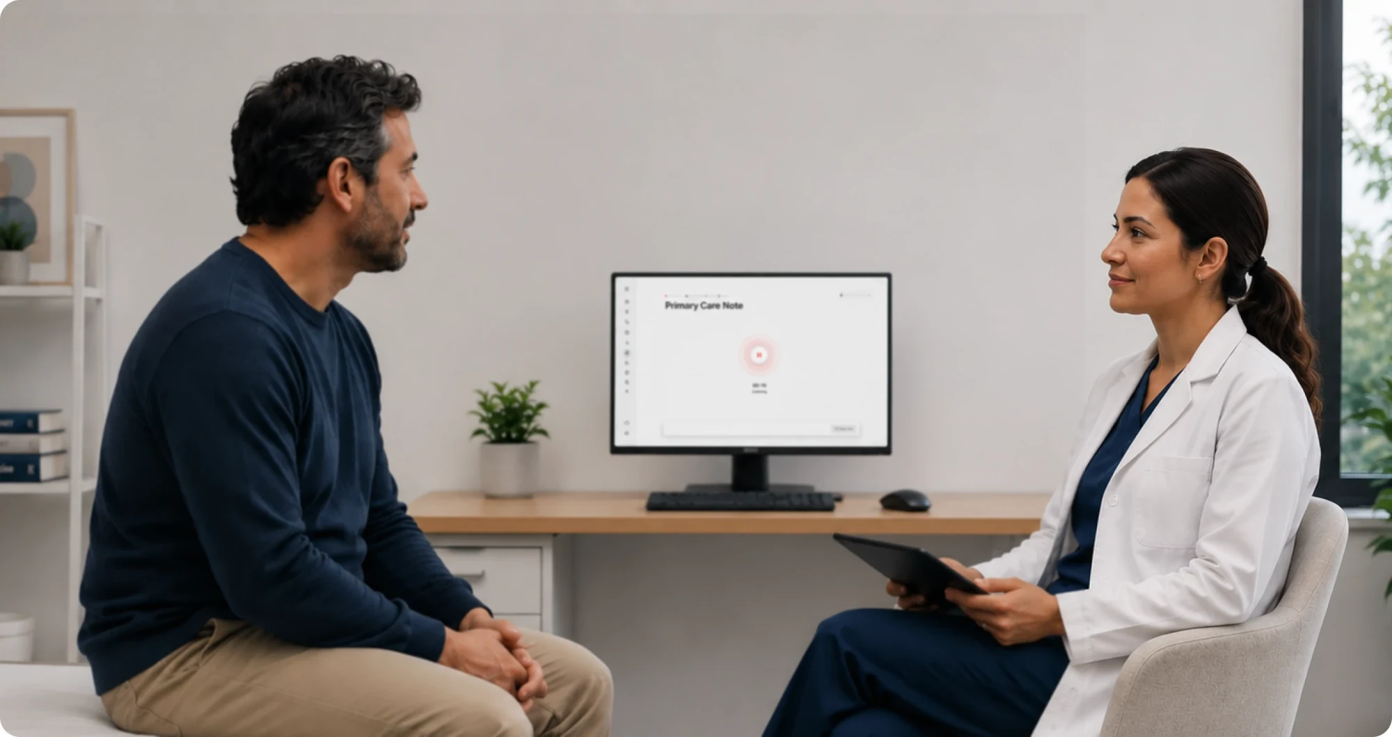 Clinician in consultation with a patient