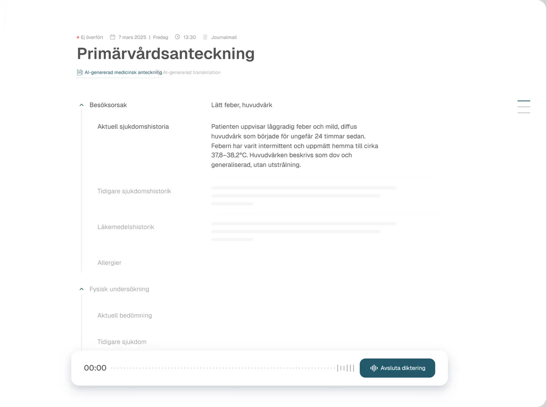 AI-generated structured primary care note