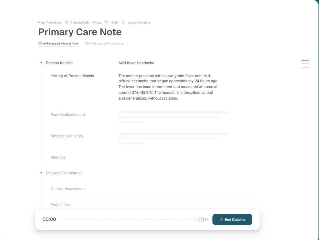 AI-generated structured primary care note