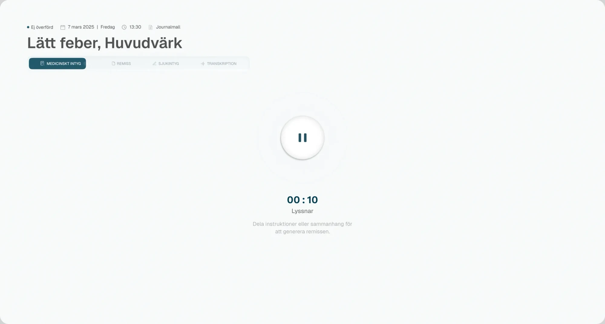 Clinvvo AI Scribe recording a primary care consultation