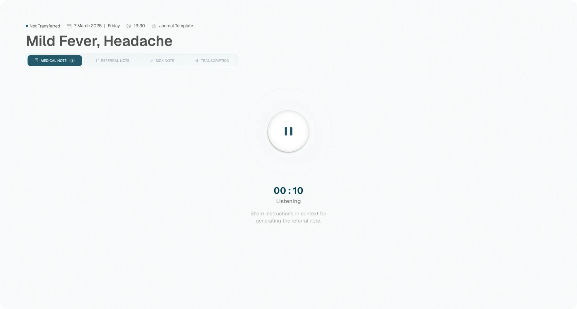 Clinvvo AI Scribe recording a primary care consultation