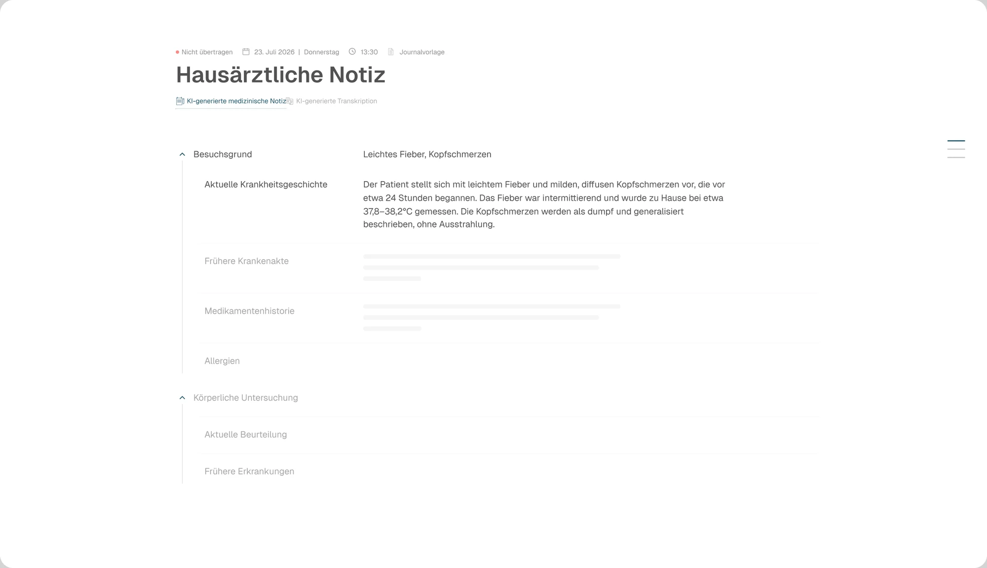Clinician reviewing an AI-generated primary care note