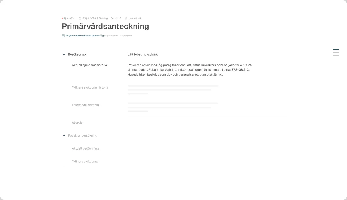 Clinician reviewing an AI-generated primary care note