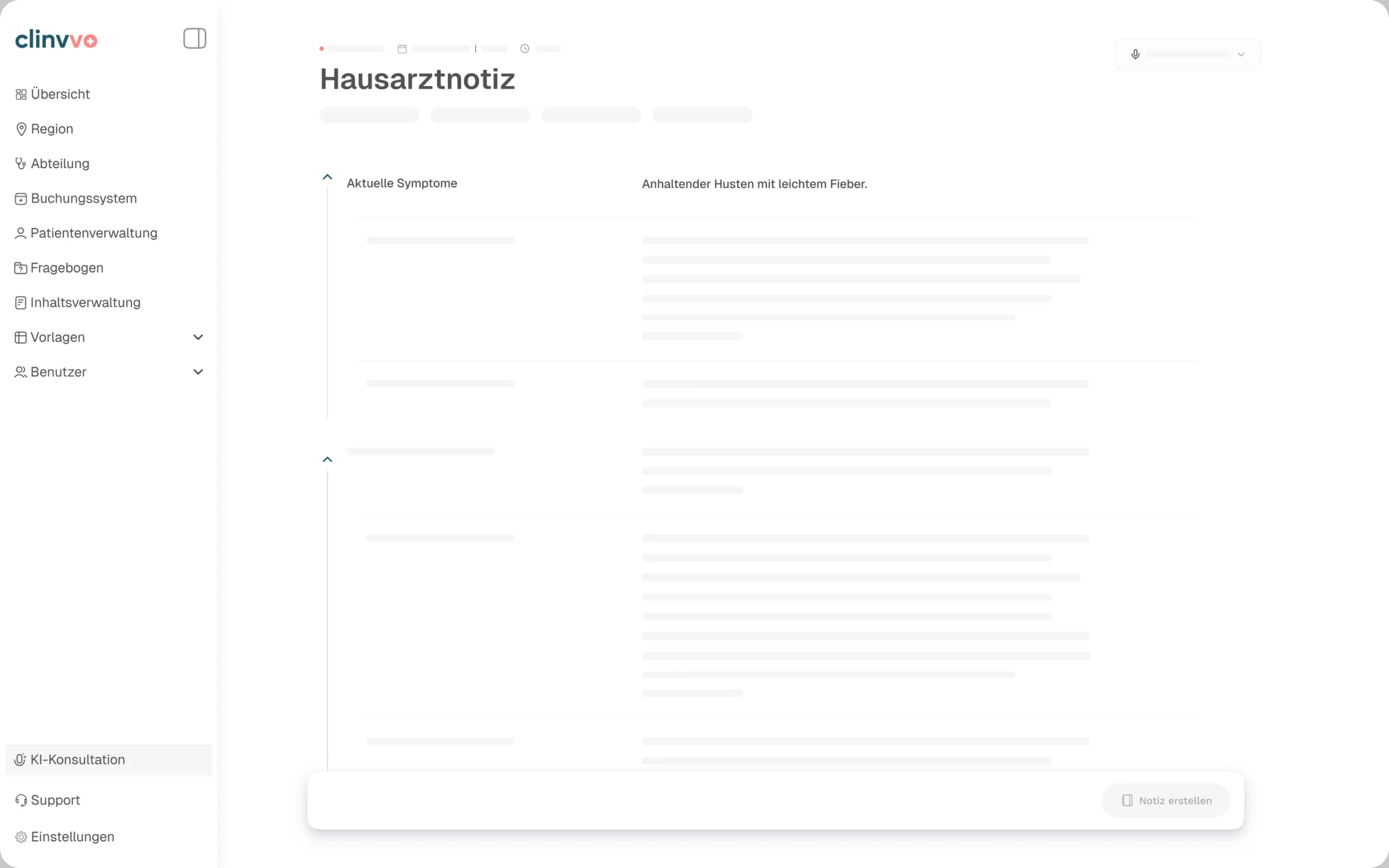 Clinvvo clinical documentation interface
