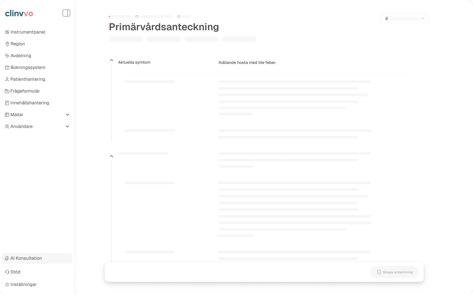 Clinvvo clinical documentation interface