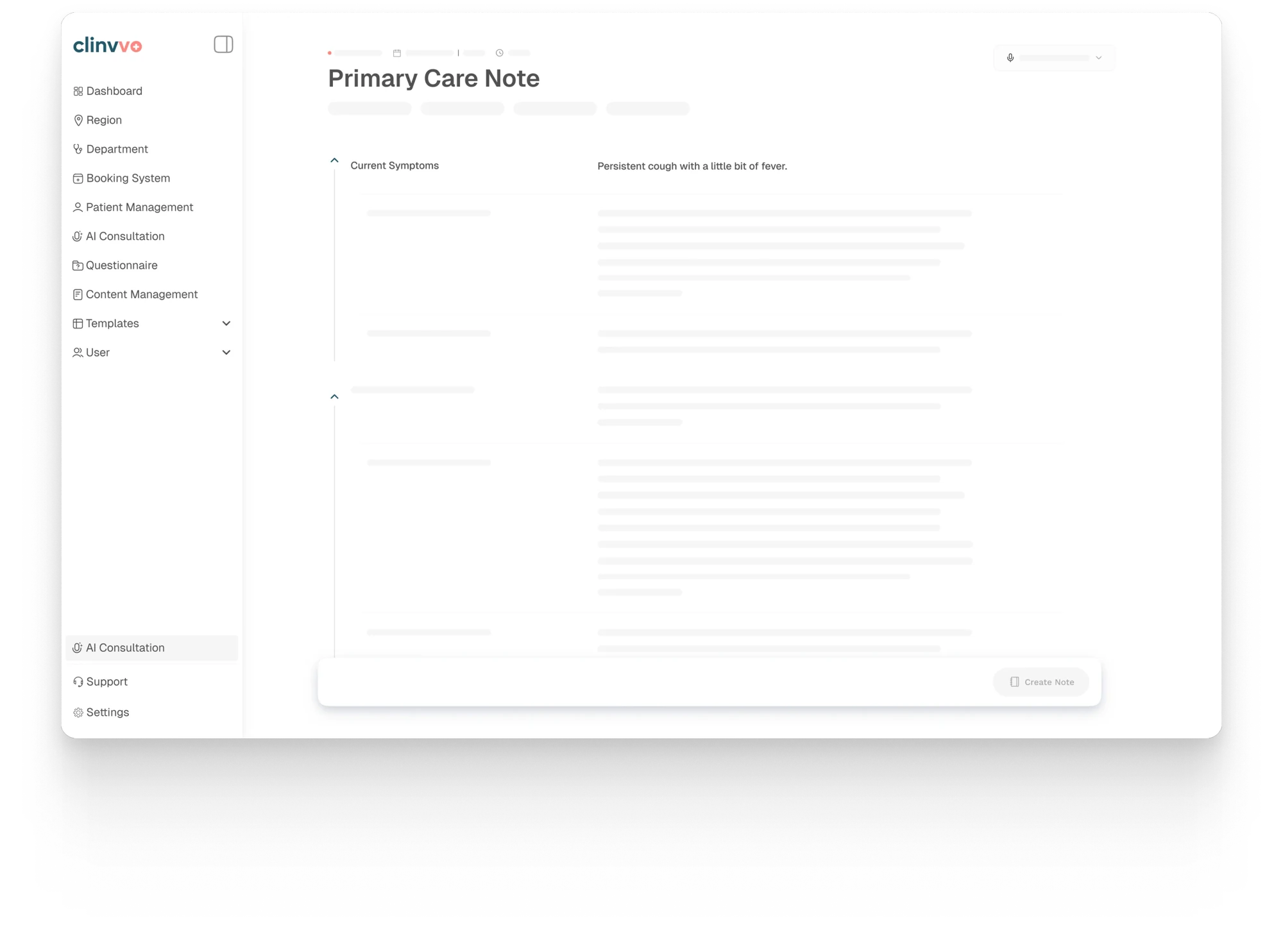 Clinvvo clinical documentation interface