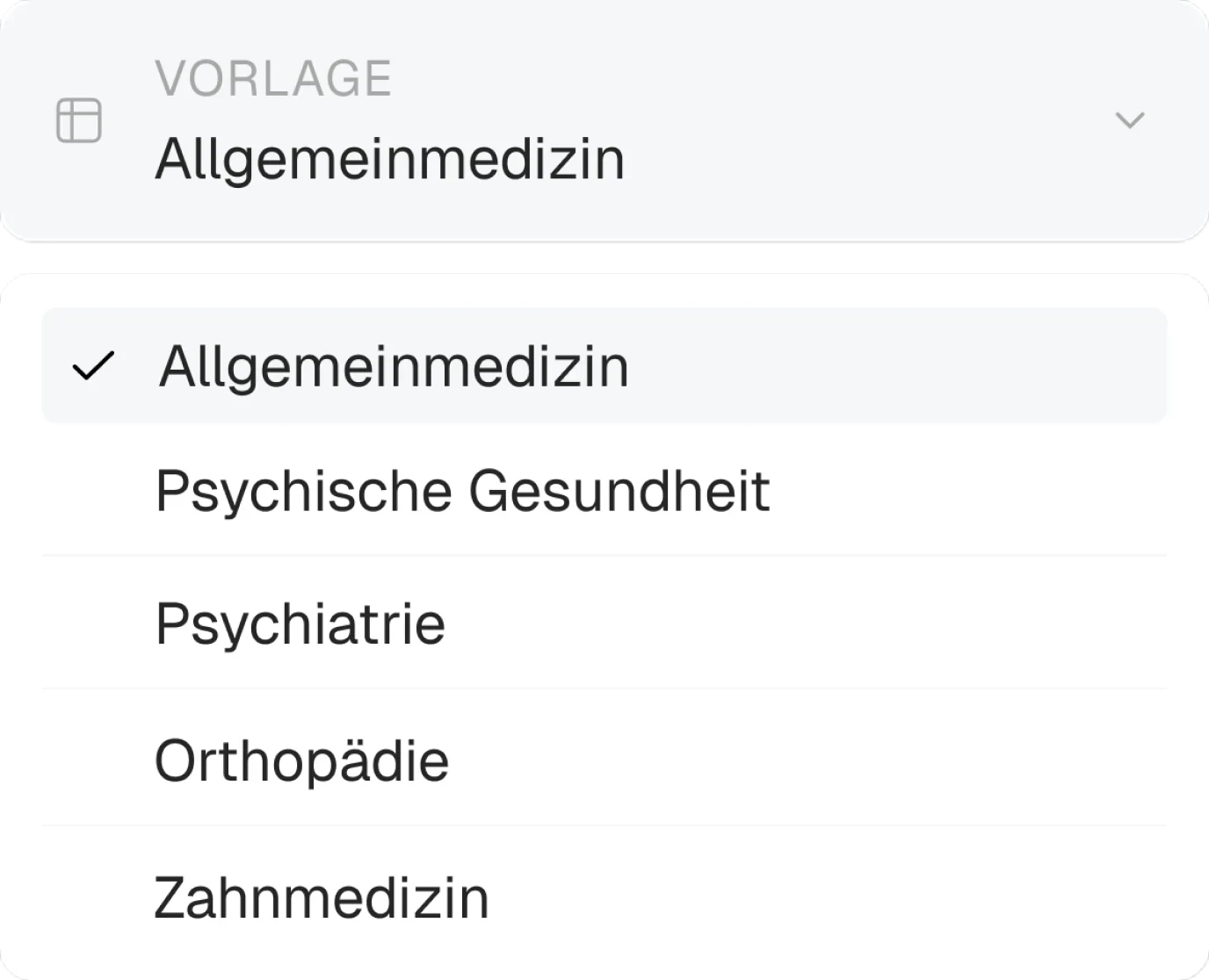 Clinvvo clinical note template selector