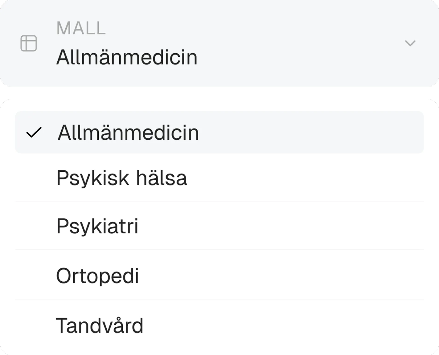 Clinvvo clinical note template selector
