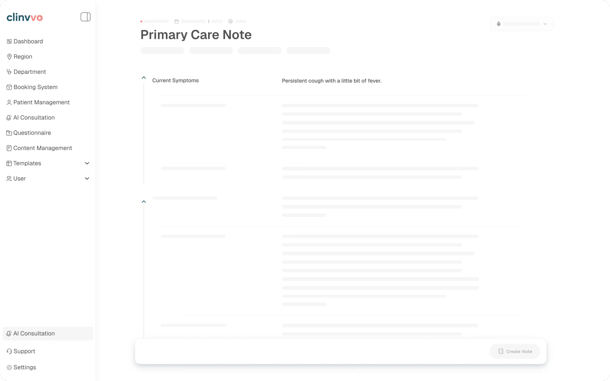 Clinvvo clinical documentation interface