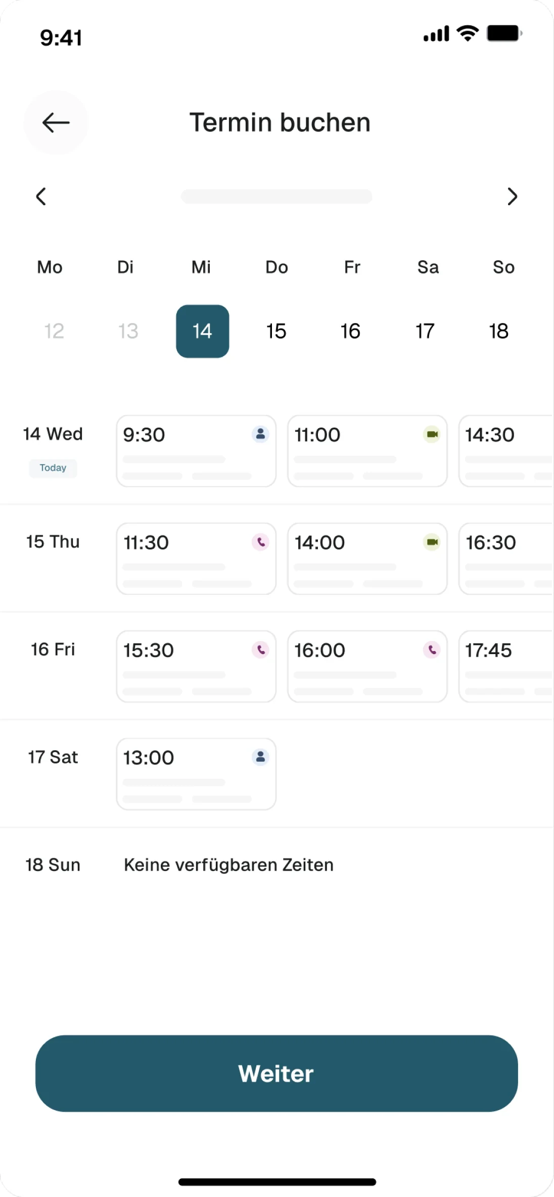 Clinvvo book an appointment scheduling card