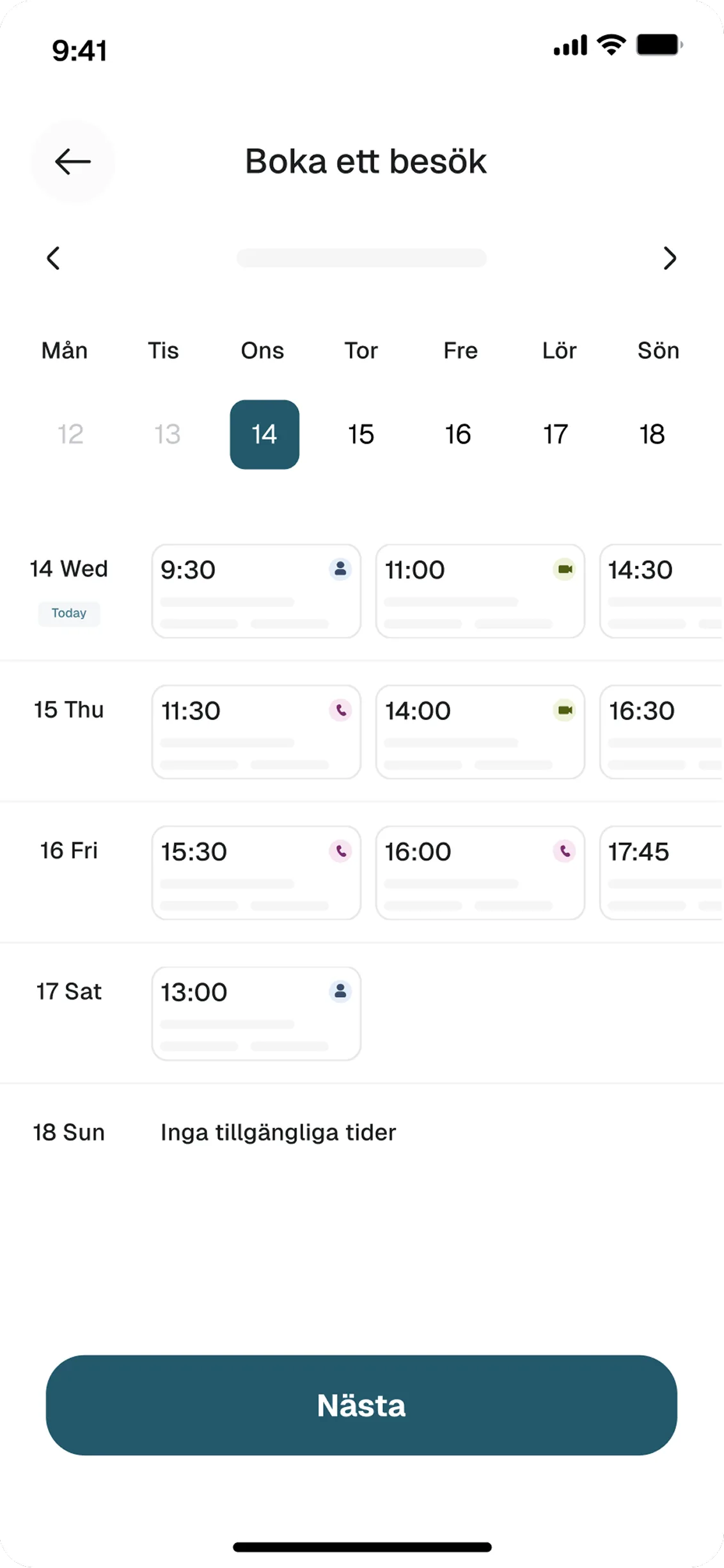 Clinvvo book an appointment scheduling card