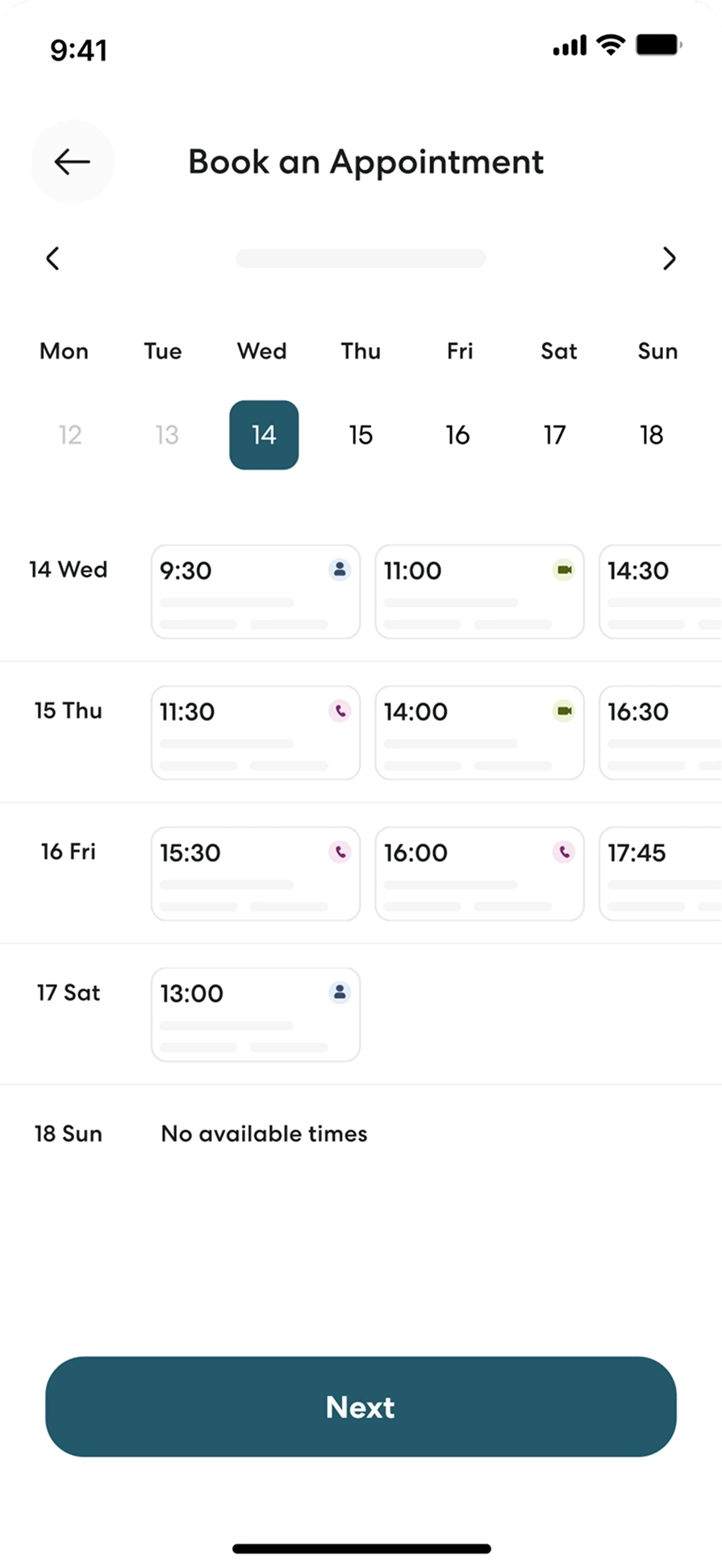 Clinvvo book an appointment scheduling card